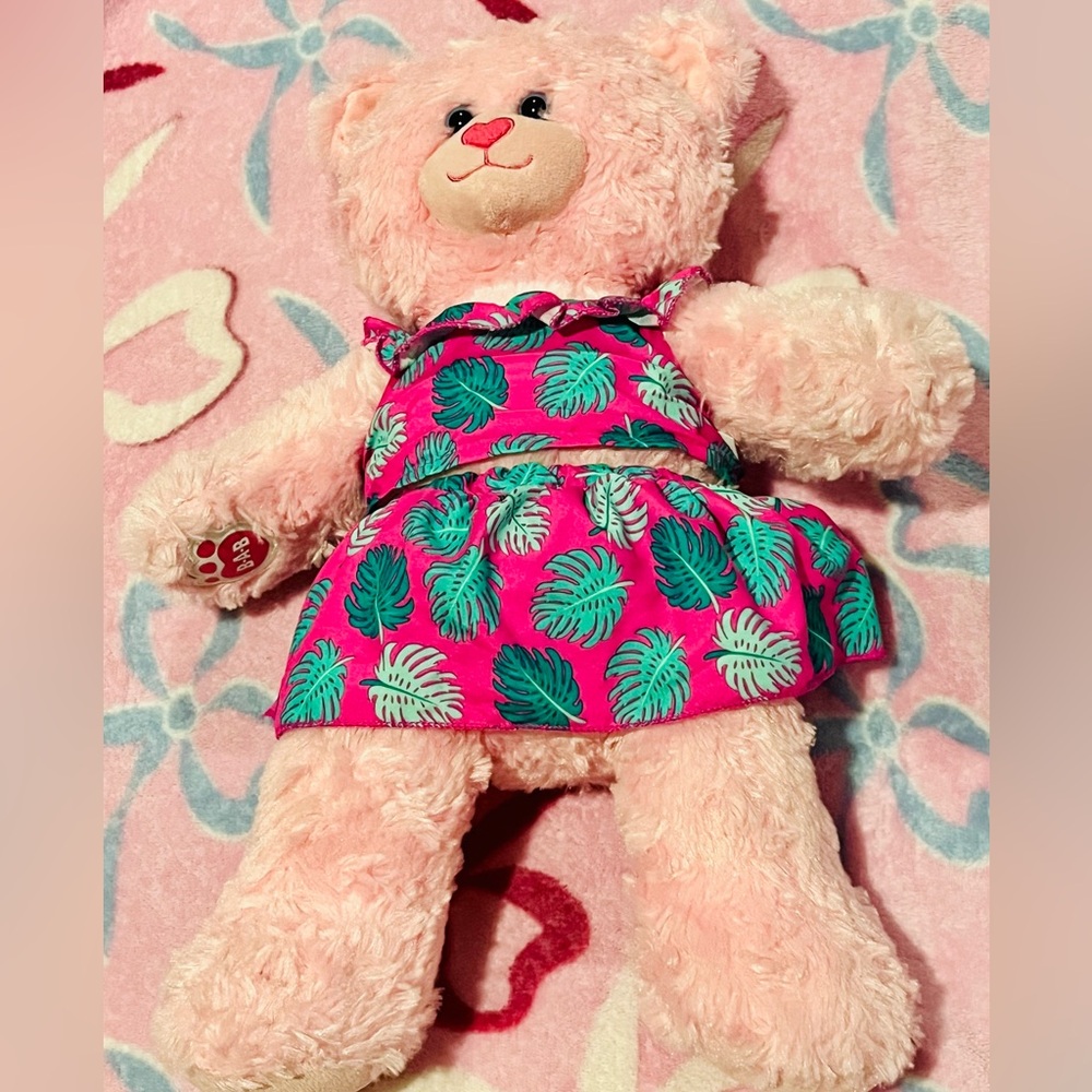 Build-A-Bear Pink Plush with Leaf Dress